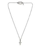 Allsaints Sterling Silver Cross Pendant Necklace, 18