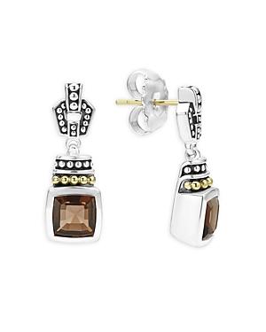 Lagos 18k Gold And Sterling Silver Caviar Color Smoky Quartz Drop Earrings