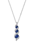 Bloomingdale's Sapphire & Diamond Tiered Drop Pendant Necklace In 14k White Gold, 18 - 100% Exclusive