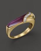 Kara Ross 18k Yellow Gold Thin Hydra Stacking Ring With Amethyst, Mother-of-pearl & Diamonds