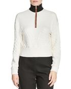 Maje Tolly Textured Zip Sweater