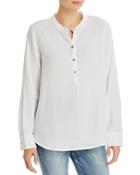 Three Dots Cotton High/low Henley Top