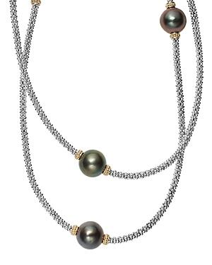 Lagos 18k Gold And Sterling Silver Luna Cultured Tahitian Black Pearl Rope Necklace, 34