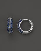 Sapphire And Diamond Huggie Hoop Earrings In 14k White Gold - 100% Exclusive