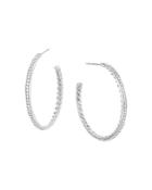 David Yurman Sterling Silver Medium Hoop Earrings With Pave Diamonds