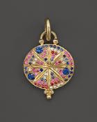 Temple St. Clair 18k Yellow Gold Sorcerer Pendant With Mixed Sapphires