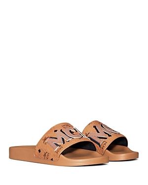Mcm Women's Visetos Logo Patch Slide Sandals