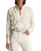 Reiss Karina Embroidered Eyelet Front Shirt