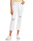 Paige Hoxton Cropped Jeans In White Hot Destructed