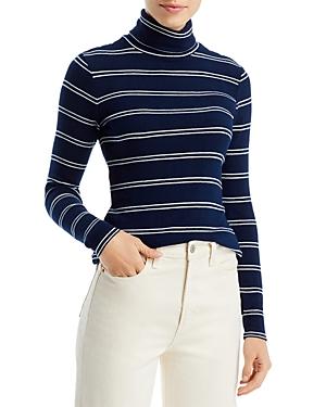 Three Dots Striped Mock Neck Top