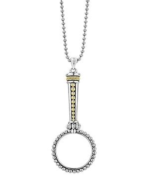 Lagos Sterling Silver & 18k Yellow Gold Signature Caviar Pendant Necklace, 34