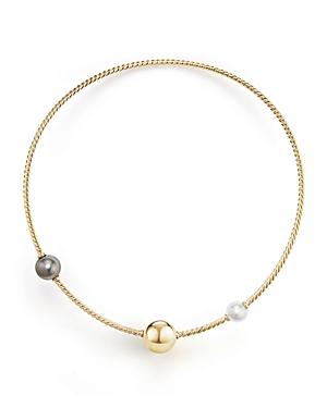 David Yurman Solari Single Row Cable Necklace With Tahitian Gray Pearl And South Sea White Pearl In 18k Gold