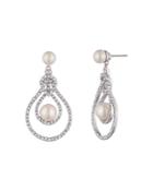 Carolee Simulated Pearl & Pave Drop Earrings