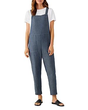 Eileen Fisher Organic Cotton High Rise Overalls In Denim