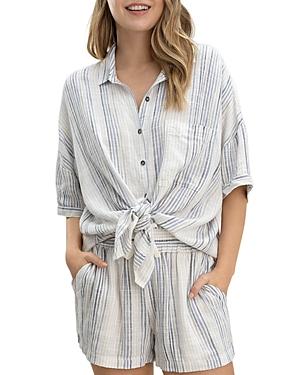 Splendid Pier Striped Tie Front Shirt