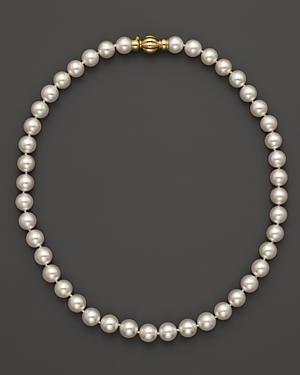 14k Yellow Gold Cultured Akoya Pearl Necklace, 17