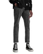 Allsaints Dean Damaged Slim Fit Cropped Jeans In Washed Black