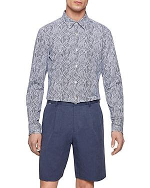 Boss Ronni Slim Fit Long Sleeve Geo Print Shirt