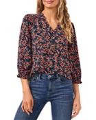 Cece Ruffle Trimmed Floral Top