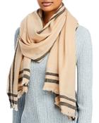 Aqua Fraas Striped Border Wool Scarf - 100% Exclusive