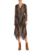 The Kooples Pleated Leopard-print Midi Dress