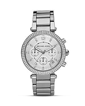 Michael Kors Parker Silver And Crystal Watch, 39mm