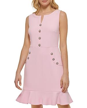 Karl Lagerfeld Paris Faux Button Ruffle Dress