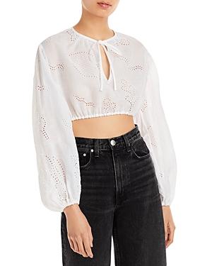 Frame Eyelet Embroidered Crop Top