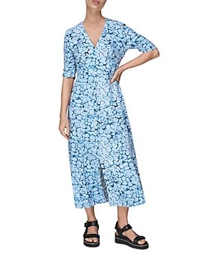 Whistles Clouded Leopard Shirred Dress