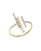 Mateo 14k Yellow Gold Diamond And Cultured Freshwater Pearl Bypass Ring