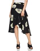 1.state Floral Print Asymmetric-ruffle Midi Skirt