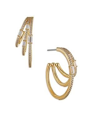 Nadri Key Item Pave & Baguette Cubic Zirconia Triple Row Hoop Earrings