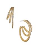 Nadri Key Item Pave & Baguette Cubic Zirconia Triple Row Hoop Earrings
