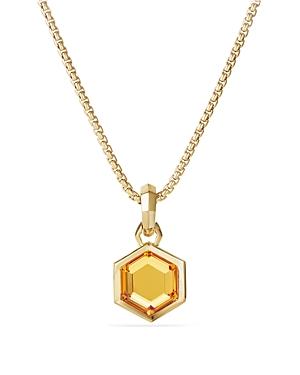 David Yurman Hexagon Cut Amulet With Citrine In 18k Gold