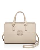 Tory Burch Stacked-t Mixed Material Satchel