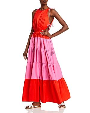 Staud Minerva Colorblocked Side Tie Maxi Dress