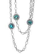 Lagos Sterling Silver Maya Escape Chrysocolla Six Stone Doublet Station Necklace, 36