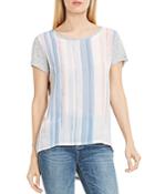 Vince Camuto Watercolor Stripe Mixed Media Tee