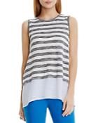 Two By Vince Camuto Striped Split-back Top