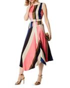 Karen Millen Asymmetric Striped Midi Dress