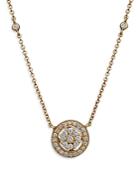 Hueb 18k Yellow Gold Diamond Flower Pendant Necklace, 16