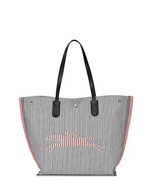 Longchamp Roseau Essential Raye Medium Cotton Shopping Bag