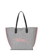 Longchamp Roseau Essential Raye Medium Cotton Shopping Bag