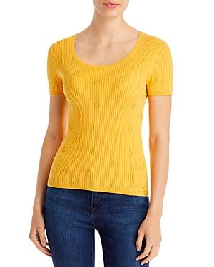T Tahari Daisy Pointelle Stitch Ribbed Sweater
