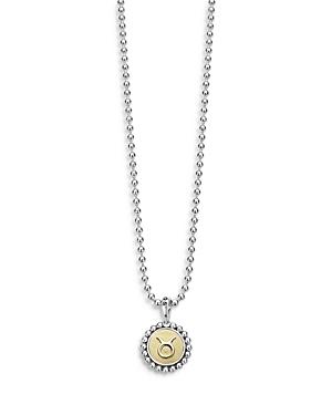 Lagos Sterling Silver And 18k Yellow Gold Signature Caviar Zodiac Pendant Necklace, 16