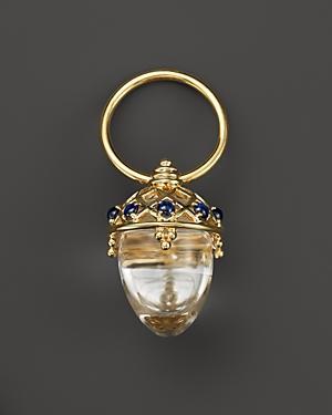 Temple St. Clair 18k Yellow Gold Acorn Amulet With Oval Rock Crystal And Blue Sapphire