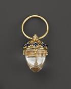 Temple St. Clair 18k Yellow Gold Acorn Amulet With Oval Rock Crystal And Blue Sapphire