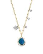 Meira T 14k White And Yellow Gold Opal And Diamond Necklace, 19