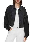 Allsaints Anders Leo Mixed Media Cropped Jacket