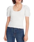 Lini Danielle Puff-sleeve Pointelle Knit Top - 100% Exclusive